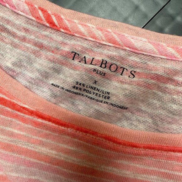 TALBOTS PLUS XL WOMENS PINK STRIPE LIGHTWEIGHT BLOUSE SHIRT - Picture 5 of 8